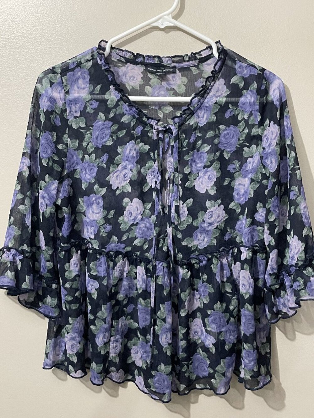American Eagle Outfitters Floral Sheer Blouse (S)